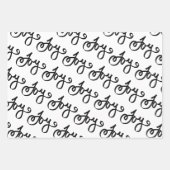 Zwart-wit elegant script vrolijk kerstfeest inpakpapier vel (Voorkant 3)