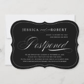 Zwart-wit Elegant Script Weddenschap uitgesteld Save The Date (Voorkant)