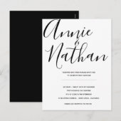 Zwart-wit Elegant Script Wedding Briefkaart (Voorkant / Achterkant)