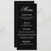 Zwart-wit Elegant Script Wedding Menu Kaart (Voorkant / Achterkant)