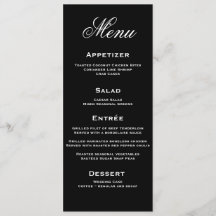 Zwart-wit Elegant Script Wedding Menu Kaart