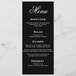 Zwart-wit Elegant Script Wedding Menu Kaart