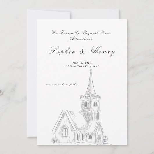 Zwart-wit Elegant Script Wedding Save The Date (Achterkant)