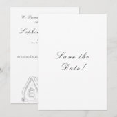 Zwart-wit Elegant Script Wedding Save The Date (Voorkant / Achterkant)
