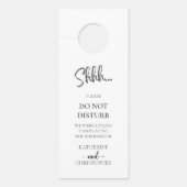Zwart Wit Elegant Shhh Niet Storen Huwelijk Deurhanger (Voorkant)