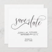Zwart-wit Elegant Sla de datum op Save The Date (Voorkant / Achterkant)