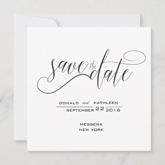 Zwart-wit Elegant Sla de datum op Save The Date (Voorkant)