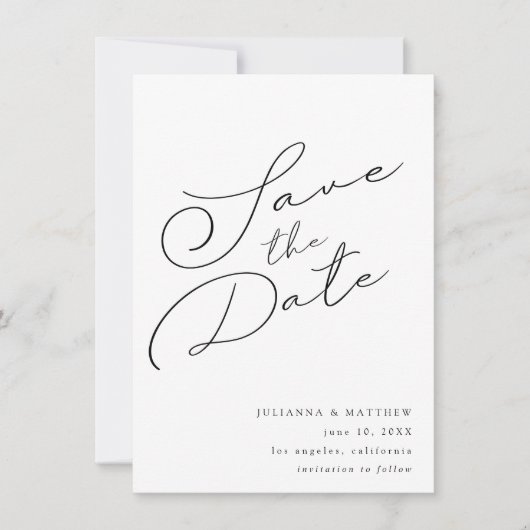 Zwart & Wit Elegant Sla de datum V2 op Save The Date (Voorkant)