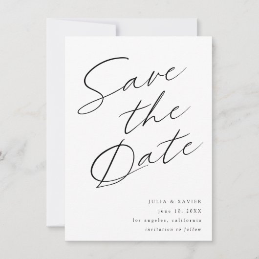 Zwart & Wit Elegant Sla de datum V4 op Save The Date (Voorkant)
