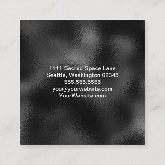 Zwart-wit Elegant Square Visitekaartje (Achterkant)