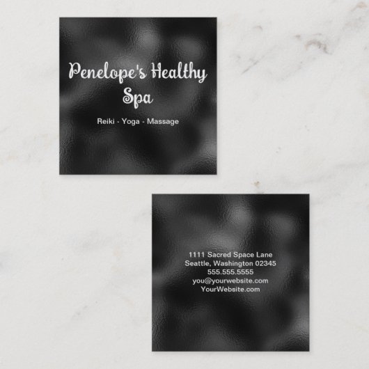 Zwart-wit Elegant Square Visitekaartje (Voorkant / Achterkant)