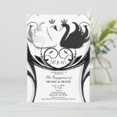 Zwart-wit Elegant Swan Princess Verloving Kaart (Staand voorkant)