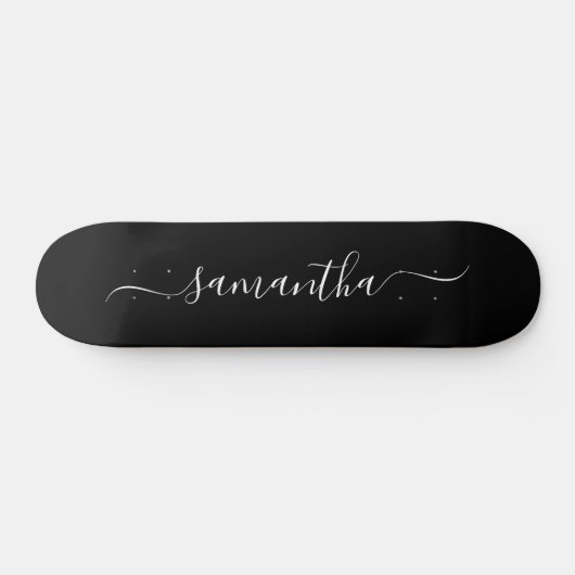 Zwart-wit Elegant Swash Handtekening Naam Persoonlijk Skateboard (Horizontaal)