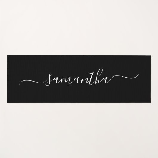 Zwart-wit Elegant Swash Handtekening Naam Yogamat (Voorkant (horizontaal))