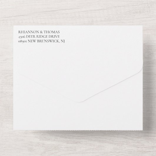 Zwart Wit Elegant Swirls Wedding All In One Uitnodiging (Achterkant)