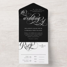 Zwart Wit Elegant Swirls Wedding