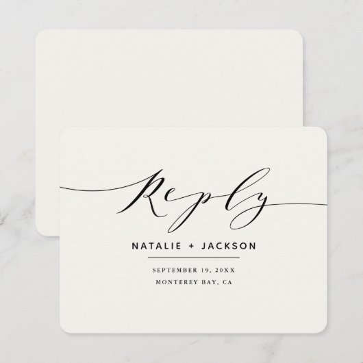 Zwart-wit elegant trouwantwoord (Voorkant / Achterkant)