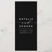 Zwart + wit elegant trouwmenu menu (Achterkant)