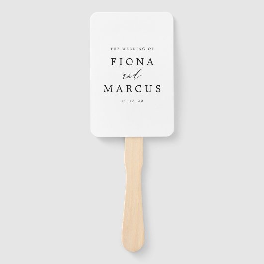 Zwart-wit Elegant Trouwprogramma Hand Fan Handwaaier (Voorkant)