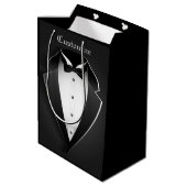 Zwart-wit Elegant Tuxedo Medium Cadeauzakje (Achterkant Gekanteld)