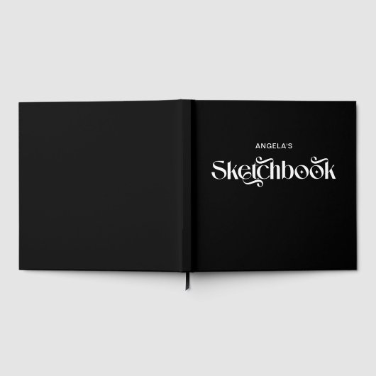 Zwart-wit Elegant Typografie Schetsboek Gastenboek (Volledig)