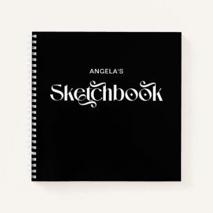 Zwart-wit Elegant Typografie Sketch Notitieboek