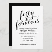 Zwart-wit elegant Veertig jaar en feestdag Kaart (Voorkant / Achterkant)