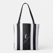Zwart-wit elegant - Verticaal gestreept Tote Bag (Achterkant)