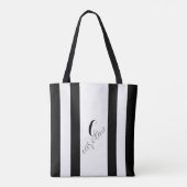 Zwart-wit elegant - Verticaal gestreept Tote Bag (Achterkant)