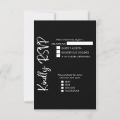Zwart Wit Elegant Vet Script Trouwen Formeel RSVP Kaartje (Voorkant)