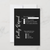 Zwart Wit Elegant Vet Script Trouwen Formeel RSVP Kaartje (Voorkant)