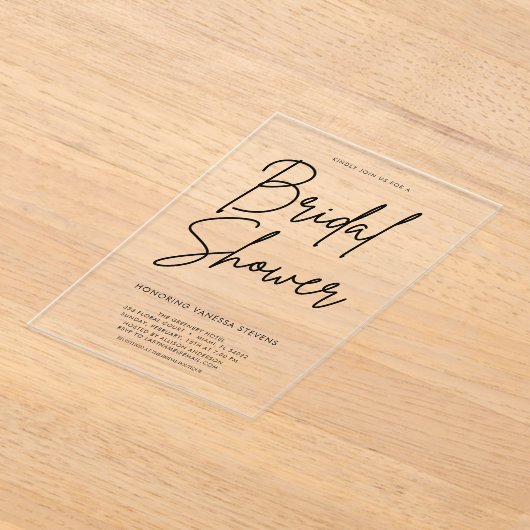 Zwart-wit Elegant Vrijgezellenfeest Acryl Uitnodigingen (Laagn)