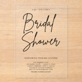 Zwart-wit Elegant Vrijgezellenfeest Acryl Uitnodigingen (Voorkant)