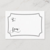 Zwart-wit elegant Vrijgezellenfeest Label Informatiekaartje (Achterkant)