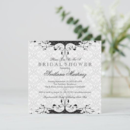 Zwart-wit elegant Vrijgezellenfeest uitnodigen Kaart (Staand voorkant)