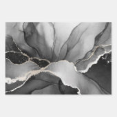 Zwart-wit Elegant Waterverf Marmer Inpakpapier Vel (Voorkant)