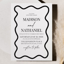 Zwart Wit Elegant Wavy Border Wedding