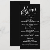 Zwart & Wit Elegant Wedding Menu Kaart (Voorkant / Achterkant)