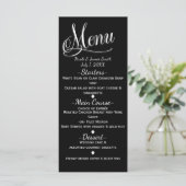 Zwart & Wit Elegant Wedding Menu Kaart (Staand voorkant)