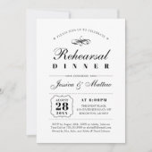 Zwart-wit | Elegant Wedding Rehearsal Dinner Kaart (Voorkant)
