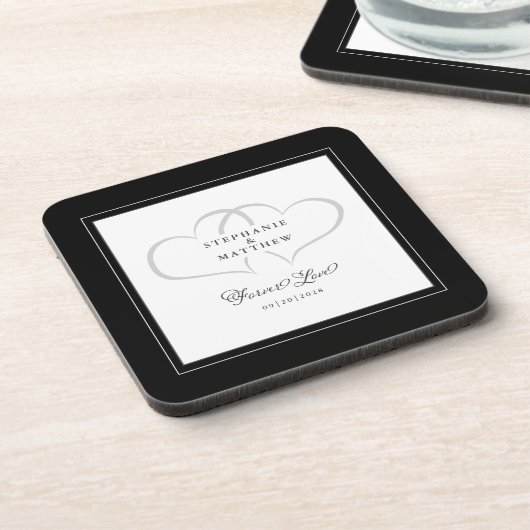 Zwart-wit elegant weduwschap hart voor eeuwig lief bier onderzetter (Linkerzijde)