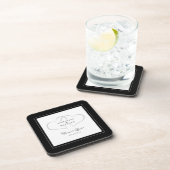 Zwart-wit elegant weduwschap hart voor eeuwig lief bier onderzetter (Rechterzijde)