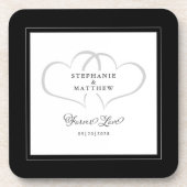 Zwart-wit elegant weduwschap hart voor eeuwig lief bier onderzetter (Voorkant)