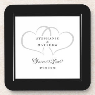 Zwart-wit elegant weduwschap hart voor eeuwig lief bier onderzetter