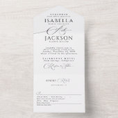 Zwart & Wit Elegant Zegel & Verstuur Huwelijk All In One Uitnodiging (Binnen)