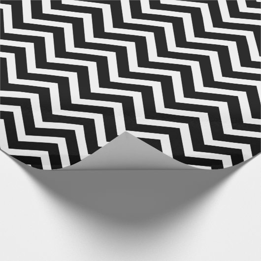 Zwart-wit Elegant Zig Zag Chevron Chic Cadeaupapier (Hoek)