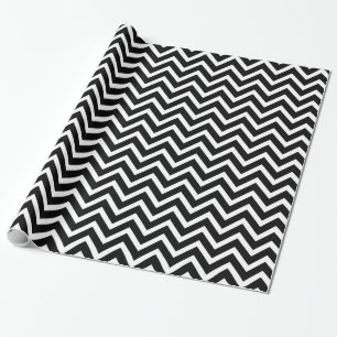 Zwart-wit Elegant Zig Zag Chevron Chic Cadeaupapier