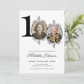 Zwart Wit Elegante Aangepaste Foto 100e Verjaardag Kaart (Staand voorkant)