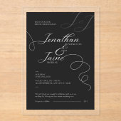 Zwart-wit Elegante Acryl Uitnodiging (Voorkant)