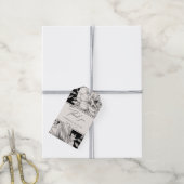 Zwart Wit Elegante Bloemen Huwelijk Dank u Cadeaulabel (Met Touw)
